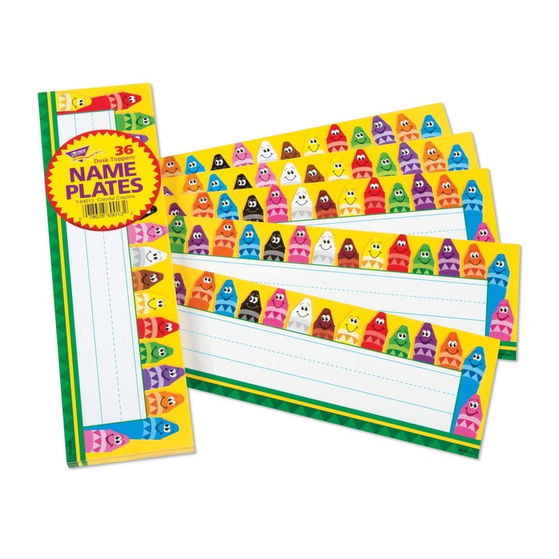 TREND enterprises, Inc. Colorful Crayons Desk Toppers Name Plates, 36 ct - Image 1